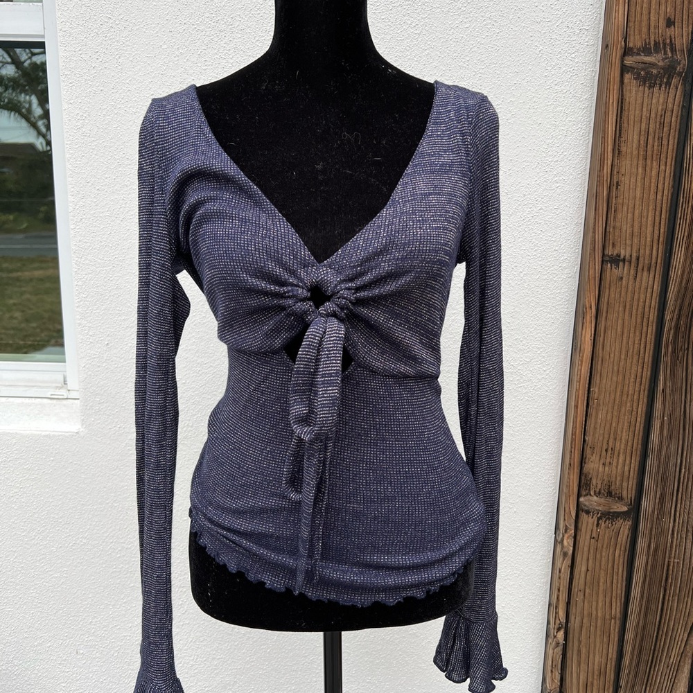 Free People navy blue long sleeve top